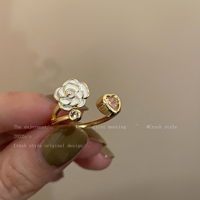 Cincin Model Terbuka Bahan Alloy Desain Bungahati Hias Zirconberlian Imitasi Untuk Wanita