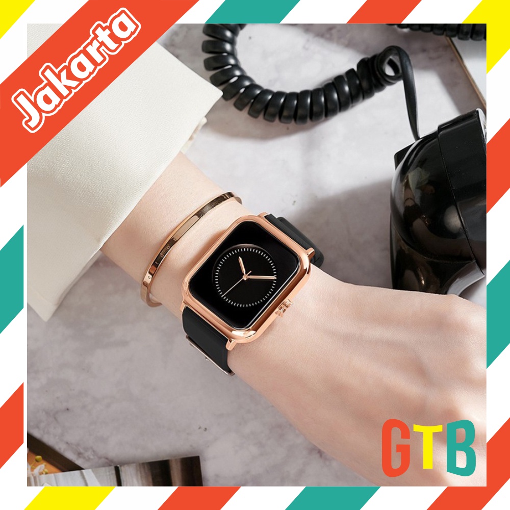 ❤️GTB❤️ Jam Tangan Wanita Santai Mode Tali Silikon Display Kuarsa Simple Dial Anti Air Jam Tangan Cewek JT049