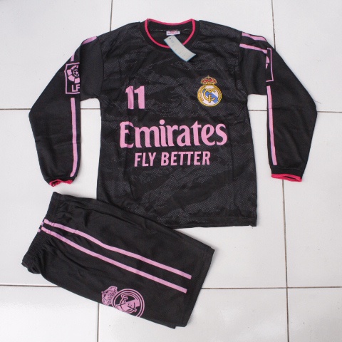 setelan bju bola anak lengan panajang/baju kiper anka madrid murah 6-12 th