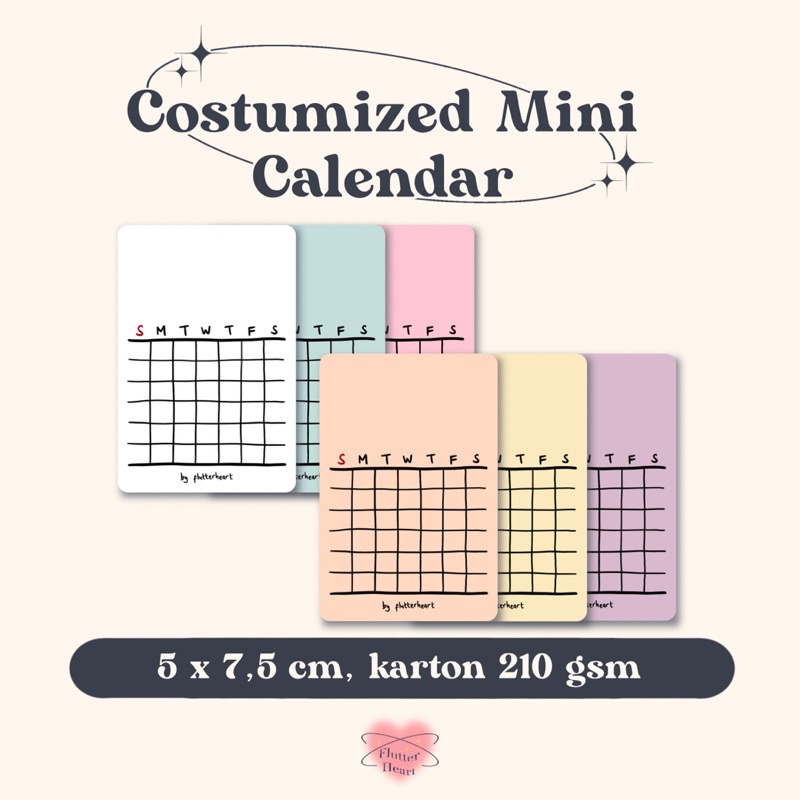 

[CLEARANCE SALE] CUSTOMIZED MINI CALENDAR | Aesthetic Calendar | Kalender | Customable | flutterheart
