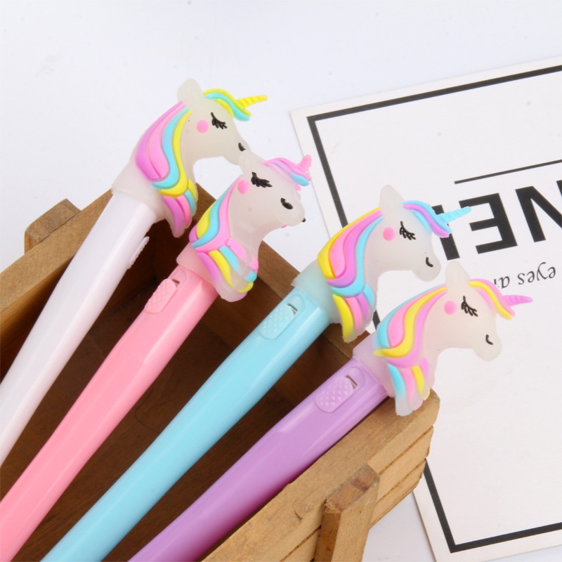 Pulpen Gel LED Motif Unicorn / Pen Lucu Murah A-18