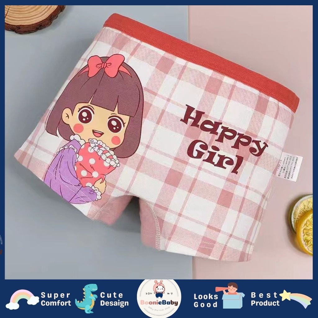 boonie BOXER ANAK celana dalam anak perempuan CD anak perempuan  Boxer corak anak  HAPPY GIRL