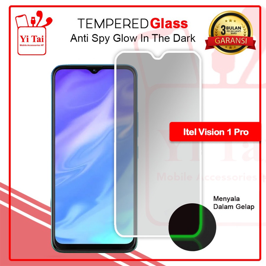 YI-TAI TEMPERED GLASS PREMIUM SPY GLOW IN THE DARK ITEL VISION 1 PRO ITEL VISION 2 WHITE_CELL