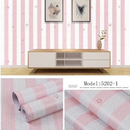 Wallpaper Sticker Motif Salur Pink Bintang 8M