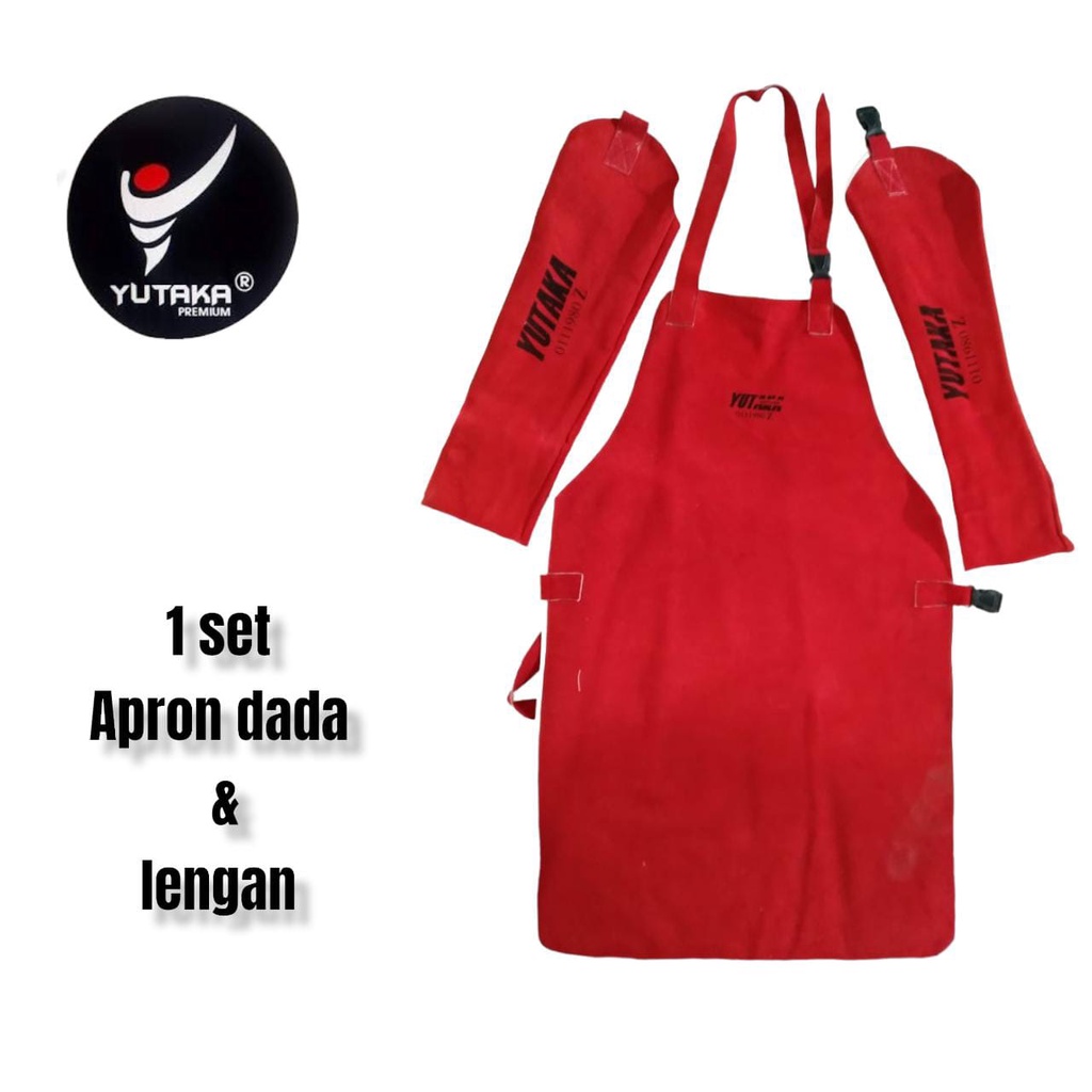 APRON DADA Dan APRON LENGAN 1SET Warna Merah