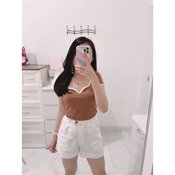 Croptop chino list | atasan crop lengan pendek list | kaos crop polos list spandek rayon | korean fashion wanita | aquarius boutique89