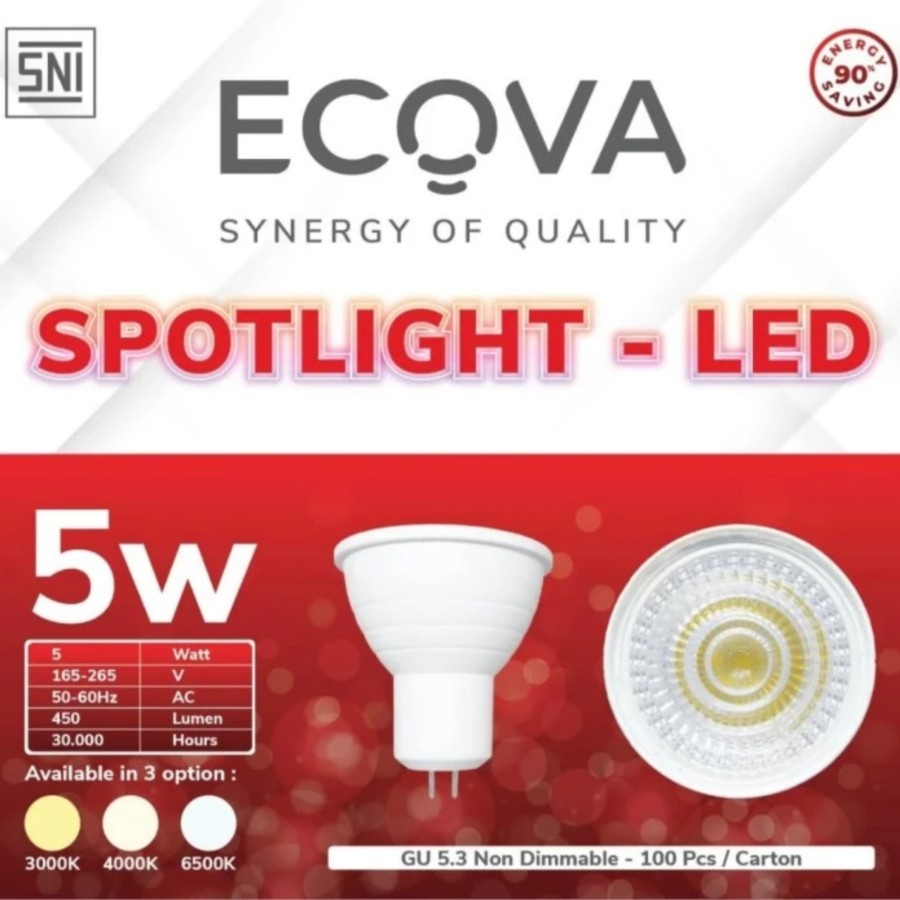 PROMO LAMPU ECOVA SPOTLIGHT NON DIMMABLE ORIGINAL STARLED