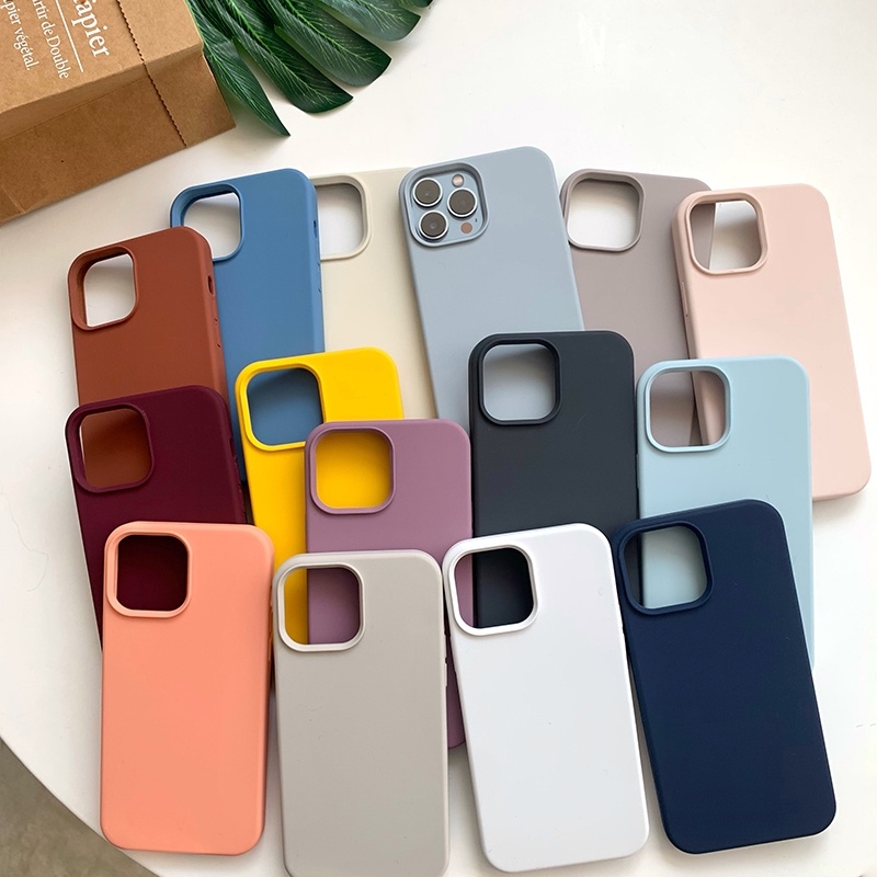 Case Bahan Silikon Cair Warna Hijau Tua Tahan Banting Untuk iPhone 14 14Pro 14Pro MAX 14Plus