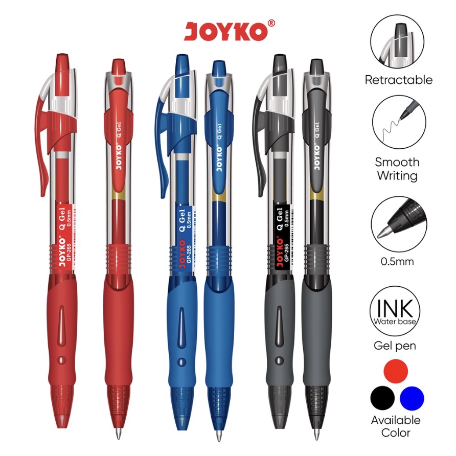

qwe Gel Pen Pulpen Pena Joyko GP-265 Q Gel 0.5 mm [Per Lusin]