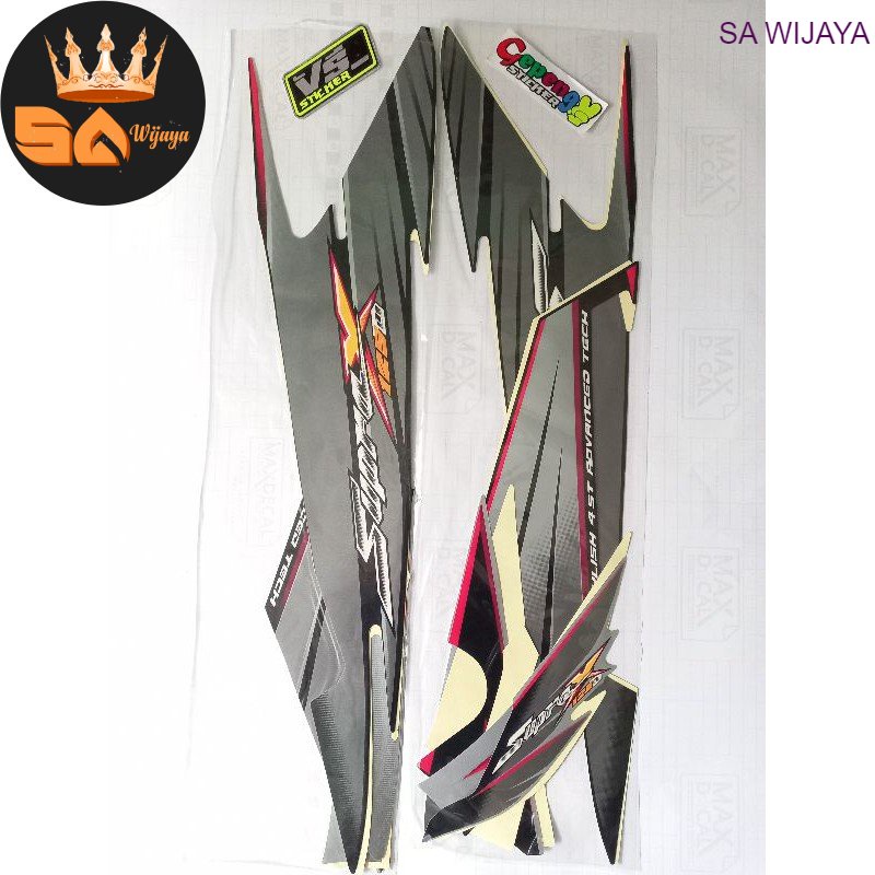 Striping sticker list body motor Honda Supra X 125 2005 Hitam silver murah
