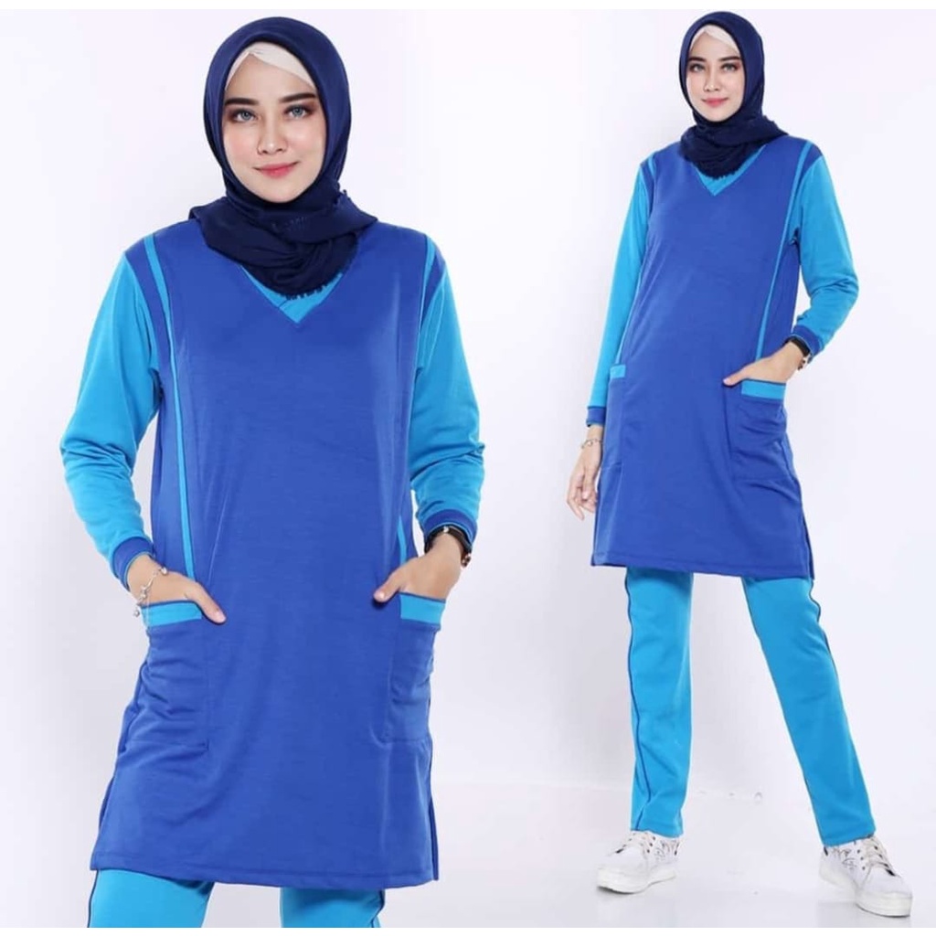 Setelan baju olahraga wanita tunik/muslimahByYovis Sport terbaru murah dan berkualitas/seragam olahraga senam