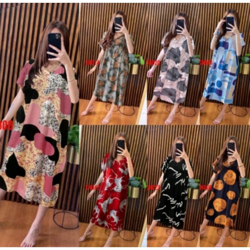 Paket usaha daster 100 dapat 3 daster rayon lengan pendek baju tidur/Daster Jumbo/Setelan PIYAMA Dew