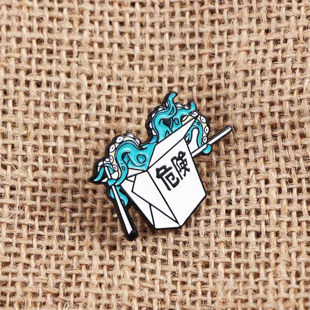 NEEDWAY Gurita Bros Ransel Kartun Gurita Takeout Aksesoris Perhiasan Kerah Brooch Karton Enamel Pin