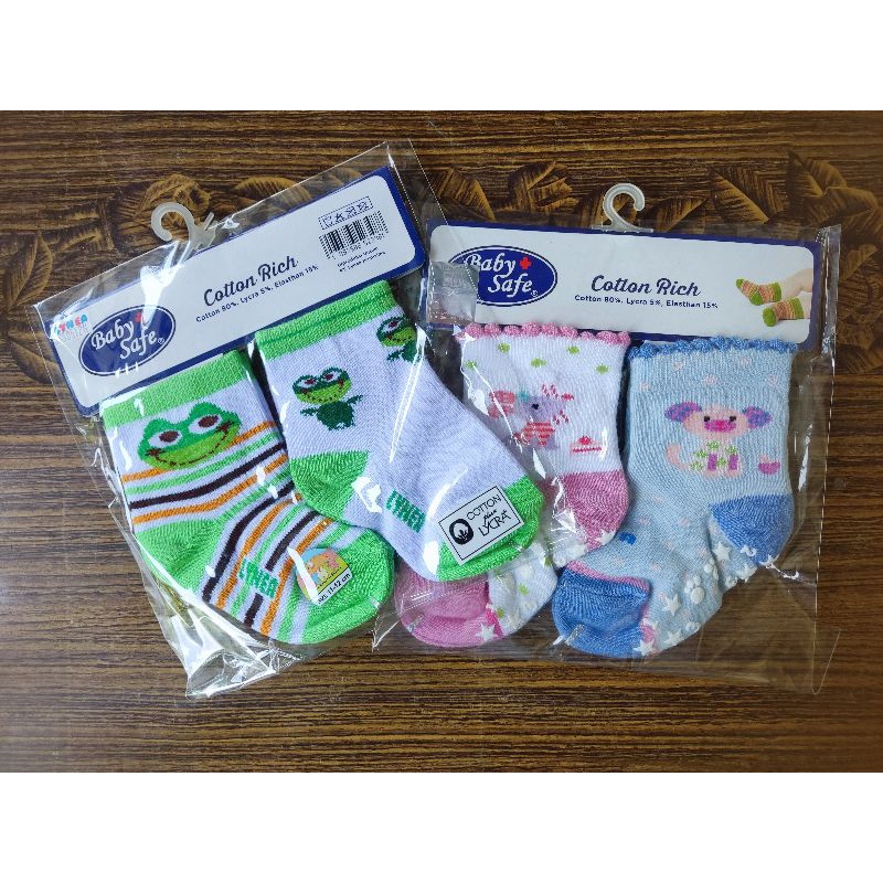 Baby Safe kaos kaki bayi babysafe sock baby 2 set ukuran 11-12cm