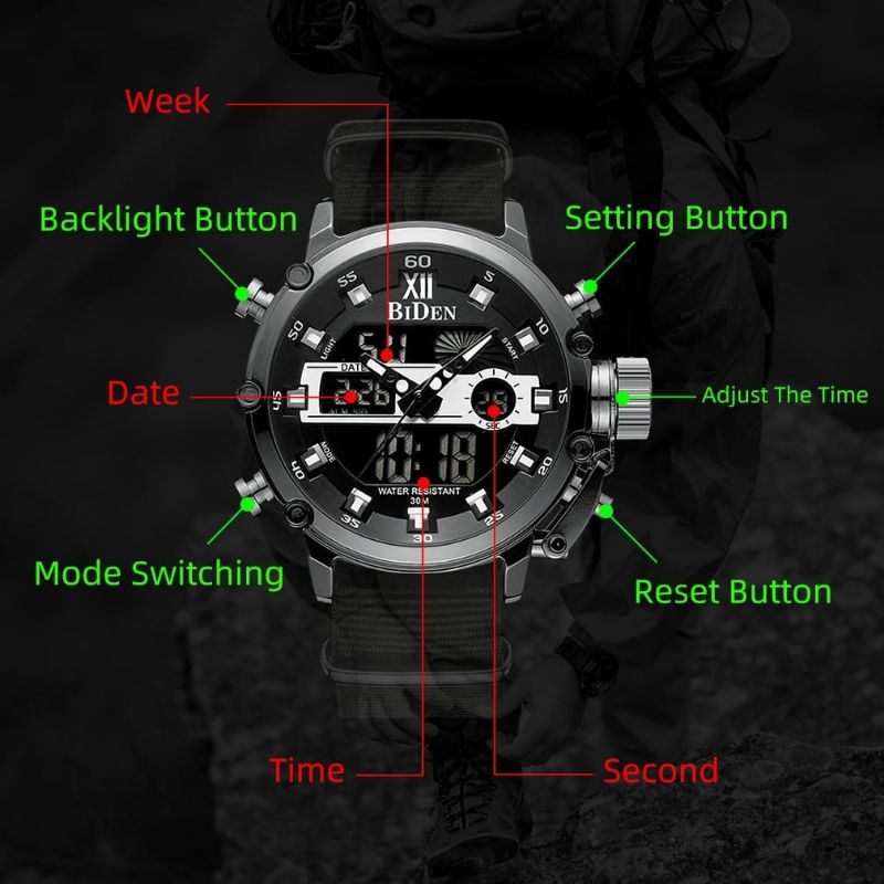 BEST SELLER!!! BIDEN ORIGINAL SPORTY KASUAL PRIA CANVAS MILITER ANALOG DIGITAL SANTAI