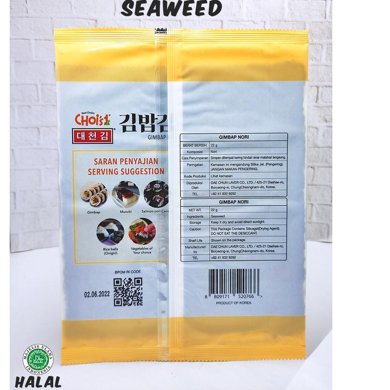 

Grosiran Murah Daechun Gimbab Nori 22Gr A' Grade - B209 serbuuu !