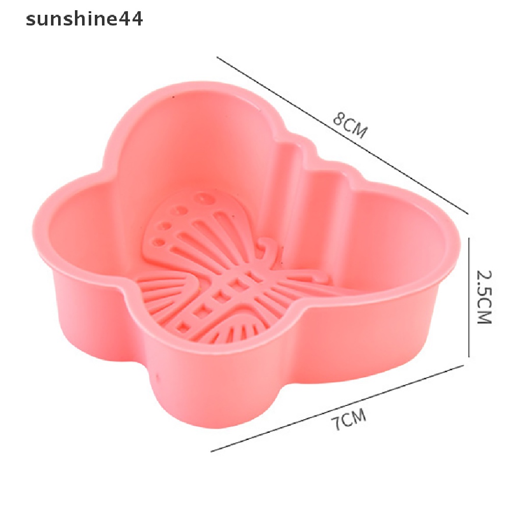 Sunshine 4Pcs Cetakan Kue / Cupcake Bentuk Kupu-Kupu Bahan Silikon