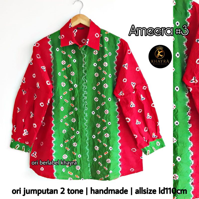 blus jumputab 2 tone ameera batik solo atasan kerja blus  wanita