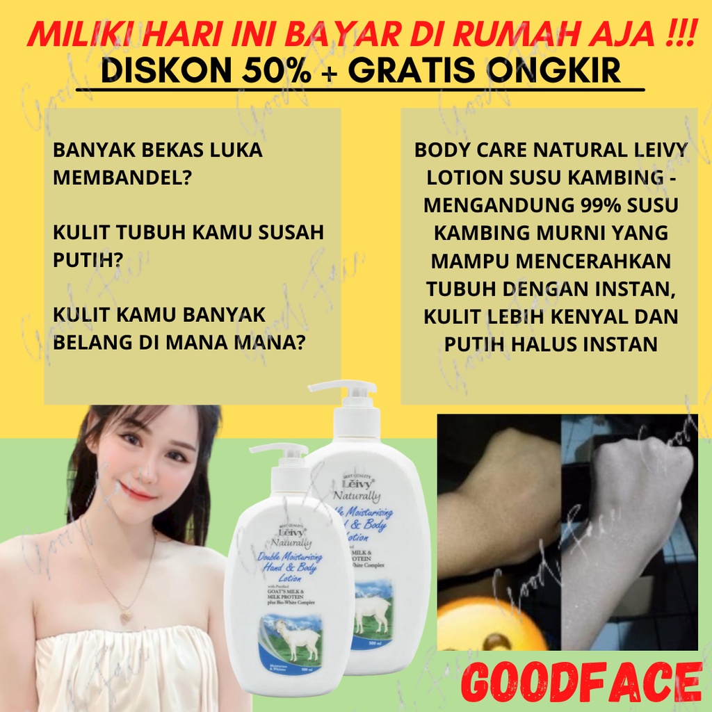 HAND BODY SUSU KAMBING PEMUTIH AMPUH LEIVY HANDBODY LOTION PUMP 500ml Goats Milk ORIGINAL MALAYSIA