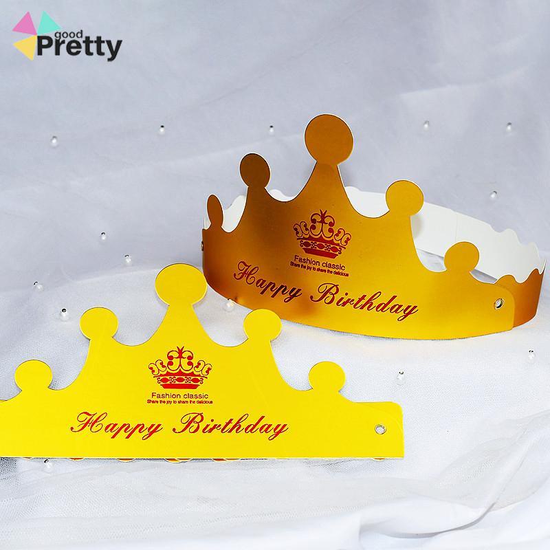 Topi Lingkar Mahkota / Topi Ulang Tahun / Topi Ultah Disney dekorasi ulang tahun/Topi Happy Birthhday berbentuk kue ulang tahun topi ulang tahun lipat mahkota pesta emas dewasa anak dekorasi