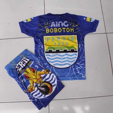 setelan baju bola anak persib suporter/ baju kaos bola anak persib suportetr printing