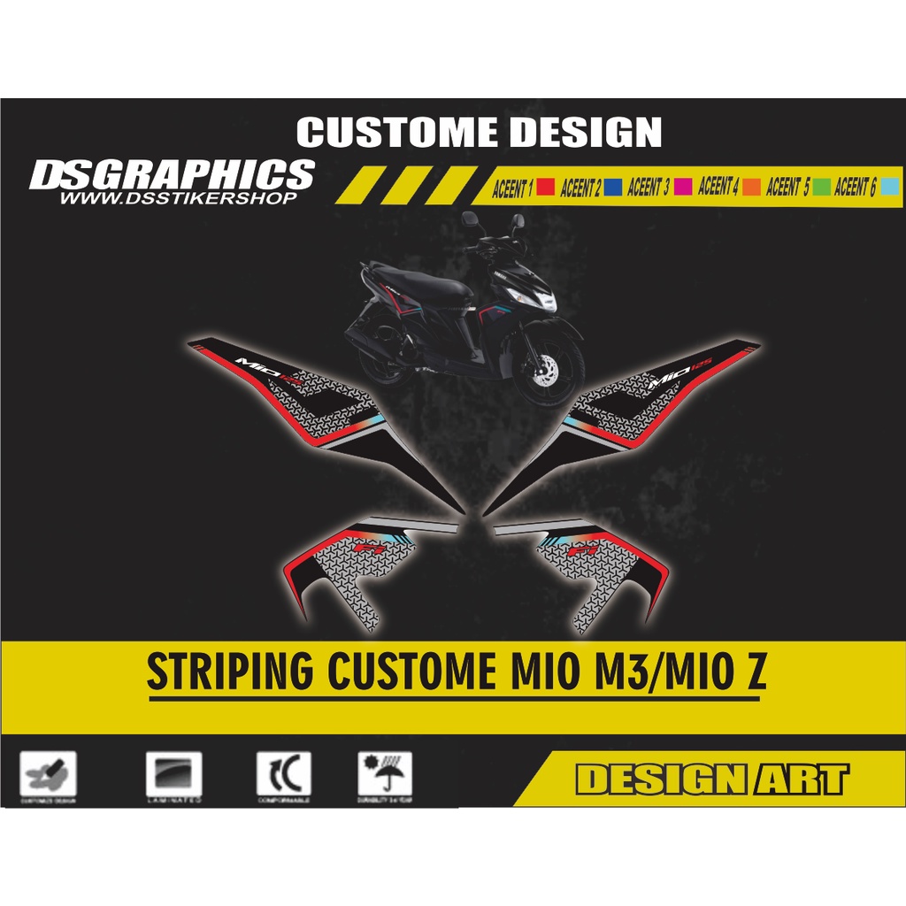 striping mio m3 terbaru variasi warna hitam lis merah biru