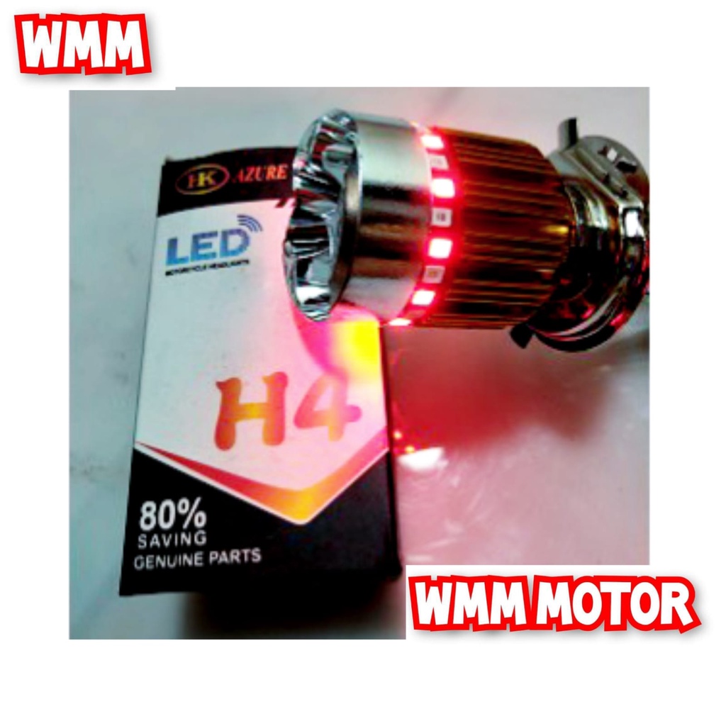 BOHLAM LAMPU HID 3 LED H4 PLUS ANGAL AS 7 WARNA VIXION BYSON CB150 SCOOPY NEW DLL