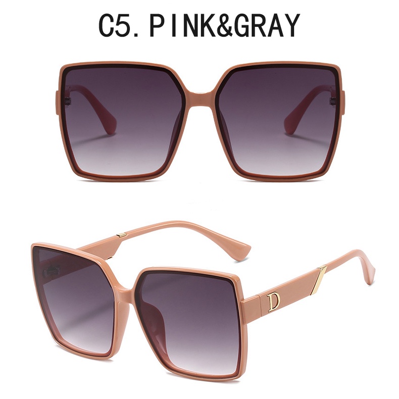 Kacamata Hitam Wanita Model Vintage Frame Kotak Besar Untuk Outdoor / Pantai