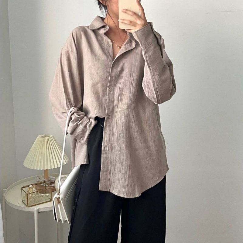 Suki Shirt / Kemeja Oversize Atasan Wanita Basic Crincel