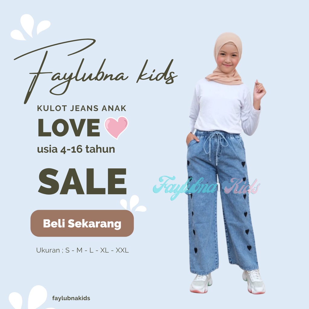 KULOT JEANS ANAK TANGGUNG 4-16 TAHUN / CELANA KULOT JEANS ANAK PEREMPUAN / CELANA PANJANG JEANS ANAK