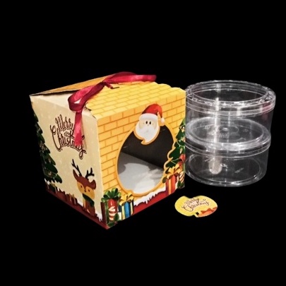 

5 Pcs Kardus Natal Muat 2 Toples Kue Kering 500 Gr Motif Santa Batu Bata Packaging Kotak Hampers Christmas