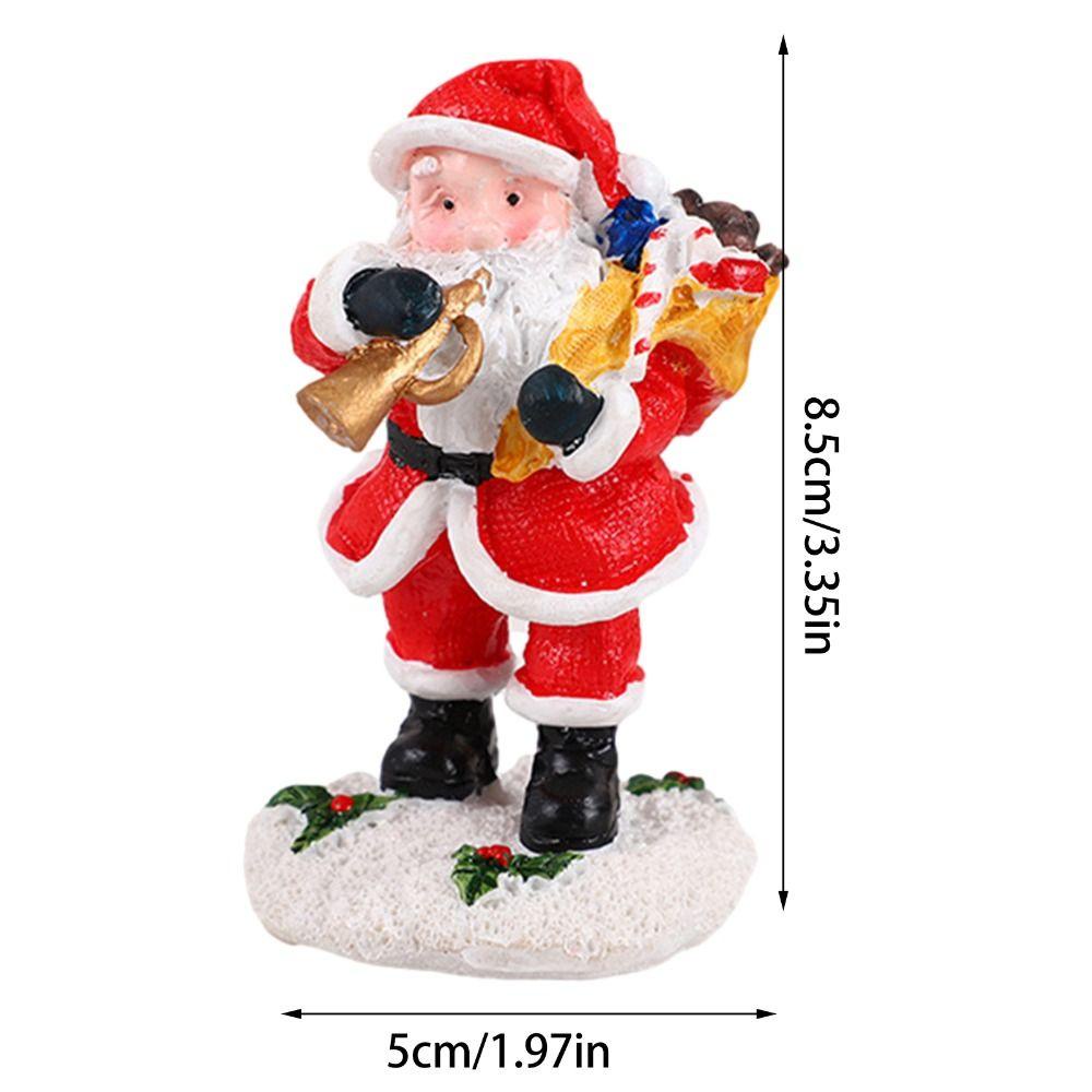 Agustina Resin Santa Claus Ornamen Kerajinan Rumah Hadiah Ulang Tahun Mini Dekorasi Kantor Untuk Bonsai Decor Model Mainan Hiasan Mobil Meja Anak Dekorasi Kue Hiasan Desktop