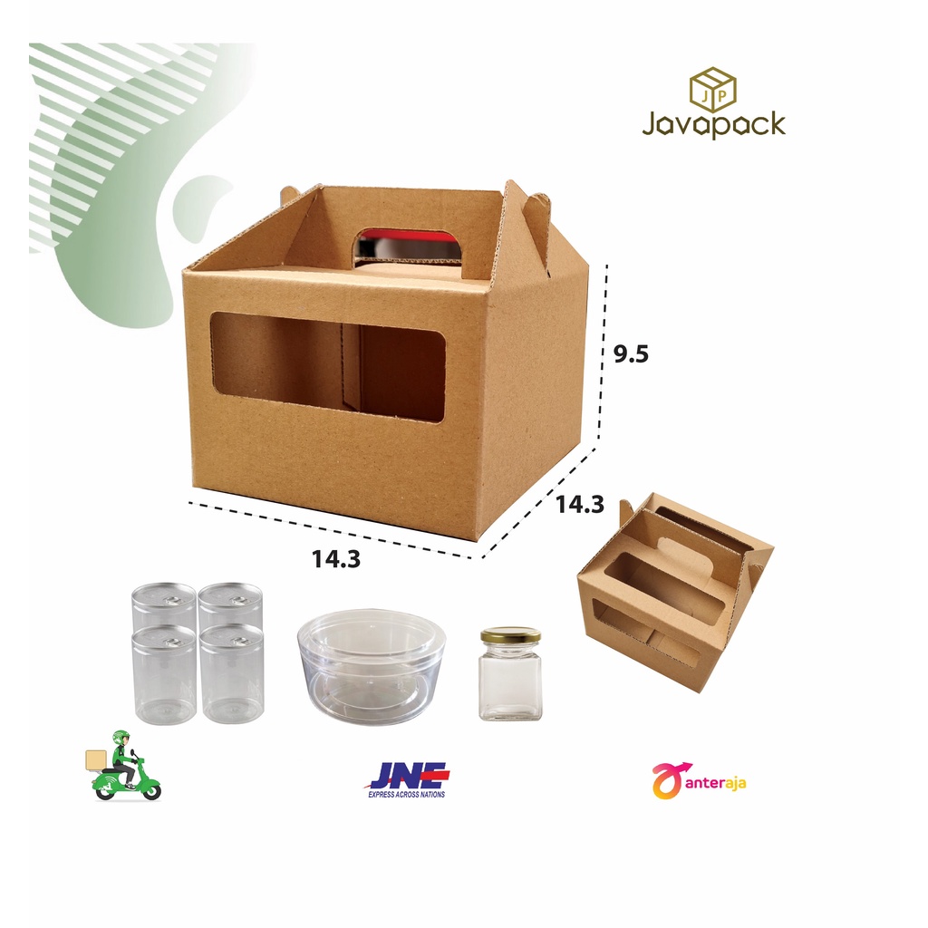 

Kardus Botol | Kardus Jar | Kardus kue 14,3x14,3x9,5 cm | Kardus Toples | Kardus Minuman