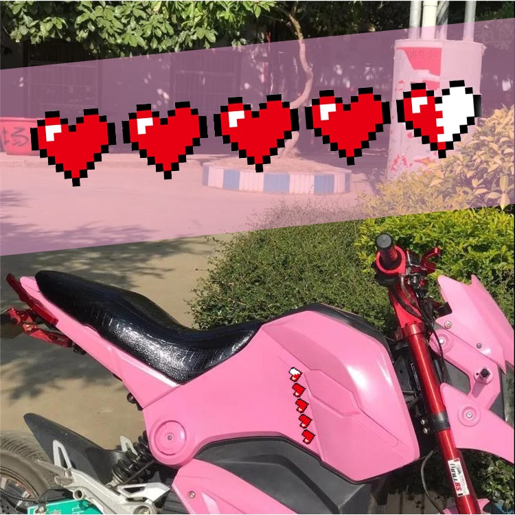 Universal Mobil/Sepeda Motor Reflektif Pixel Heart Sticker Mosaic Heart Decorative Decal untuk Yamaha