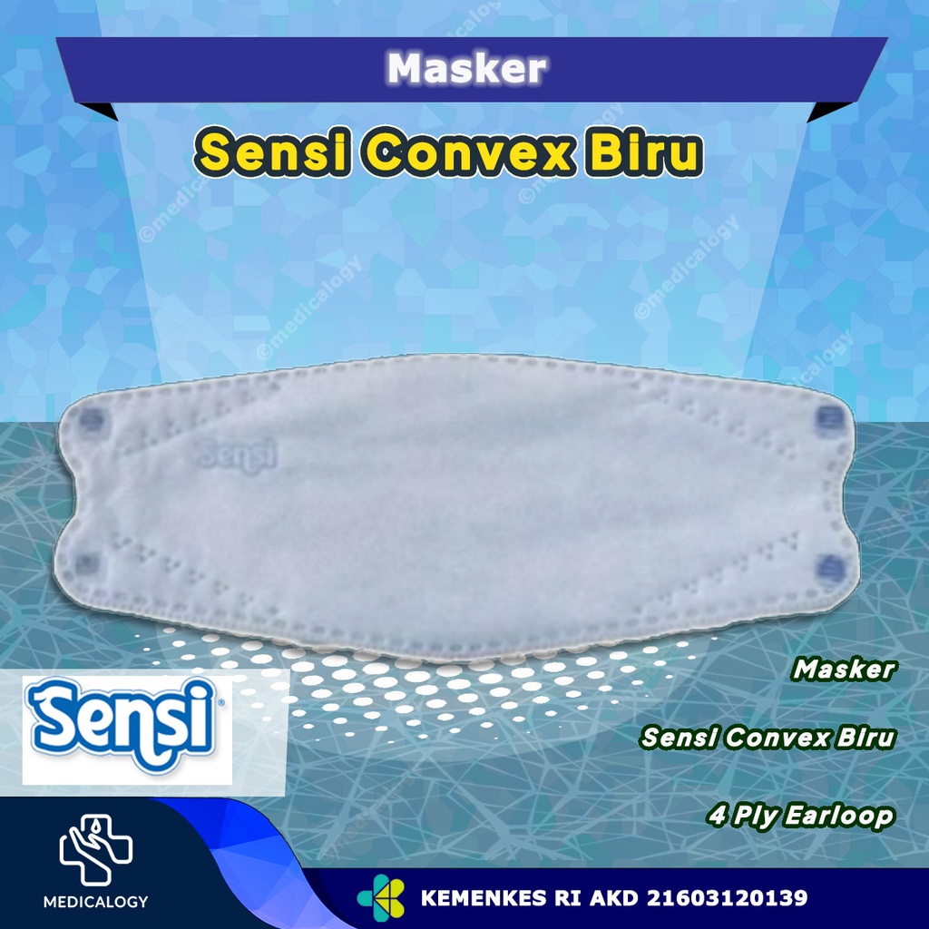 Sensi Masker Sensi Convex Masker Wajah Biru isi 20 Masker Sensi Convex