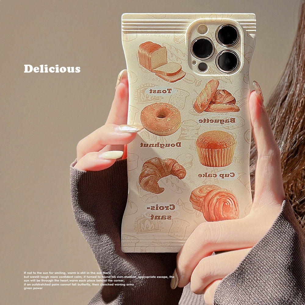 IPHONE Ins Lucu Roti Puzzle Transparan Snack Bag Case Untuk Iphone14 11 12 13 PRO MAX Casing Cover Pelindung AT0173