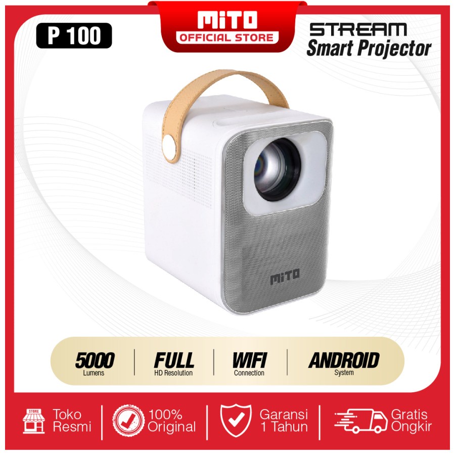 Mito Smart Projector Stream P100 Android 9.0 WIFI Bluetooth Proyektor P 100