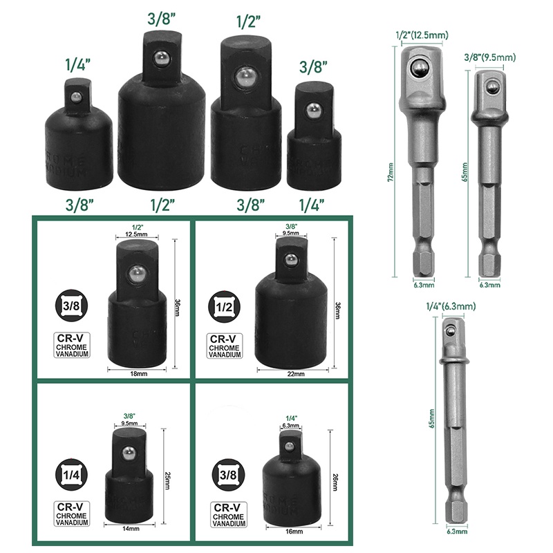 Socket Converter Adapter Female To Male/Adaptor Kunci Sok Shock/Adapter Kepala Bor Socket