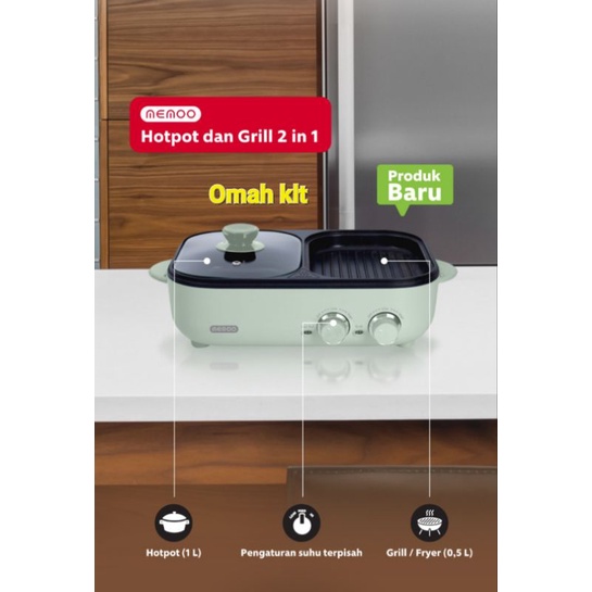 memoo hotpot & bbq grill alat masak serbaguna multi cooker elektrik