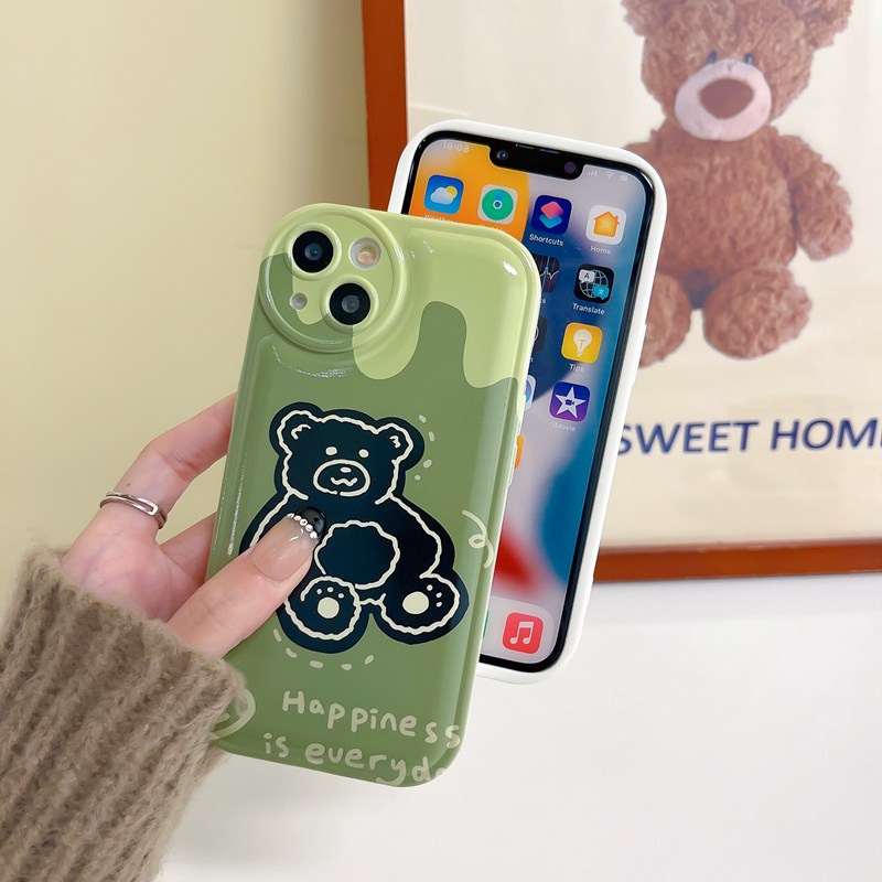 Soft Case Desain Beruang Hijau Untuk OPPO A57 A5 A9 A53 A33 A31 A7 A5S A12 A11K F9 Pro A15S A35 A32 A33 F11 A3S VIVO V23 S1 Y11 Y20 Y30 Y20i Y19 Y15S Y30i Y20