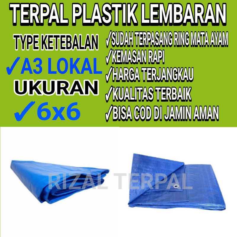 Terpal plastik lembaran ukuran 6x6 Type ketebalan A3 lokal cap truk