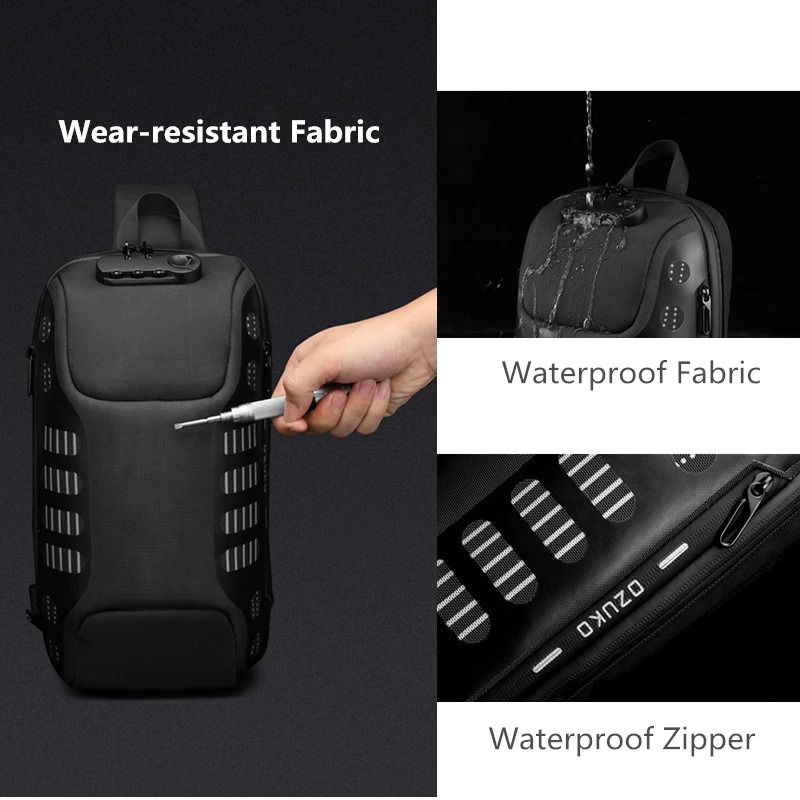 Tas selempang Travel USB Backpack Black Camo 4908