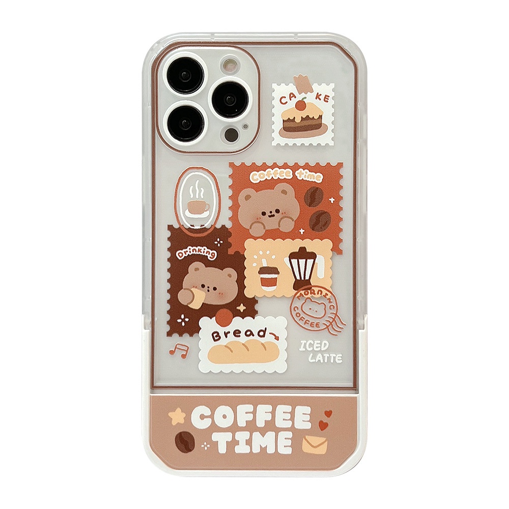 Ins Casing iPhone 14 14pro 14Plus 14prm 13 13pro 13pro 13prm 11 6splus 7Plus 8Plus Xr XS 13 12pro Max Motif Beruang