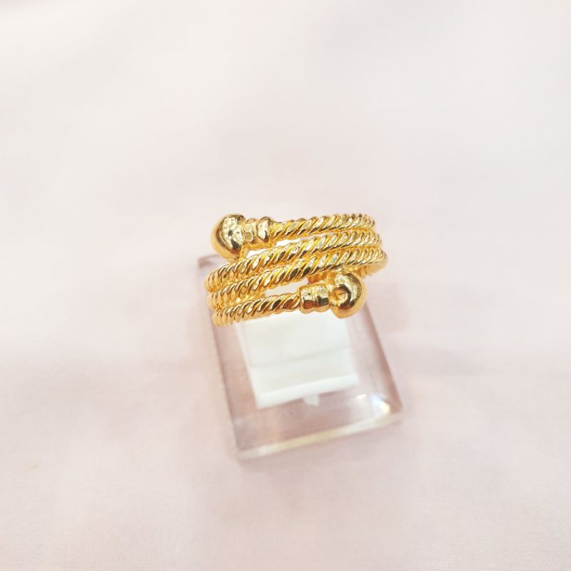 Cincin lilit rotan emas asli kadar 400