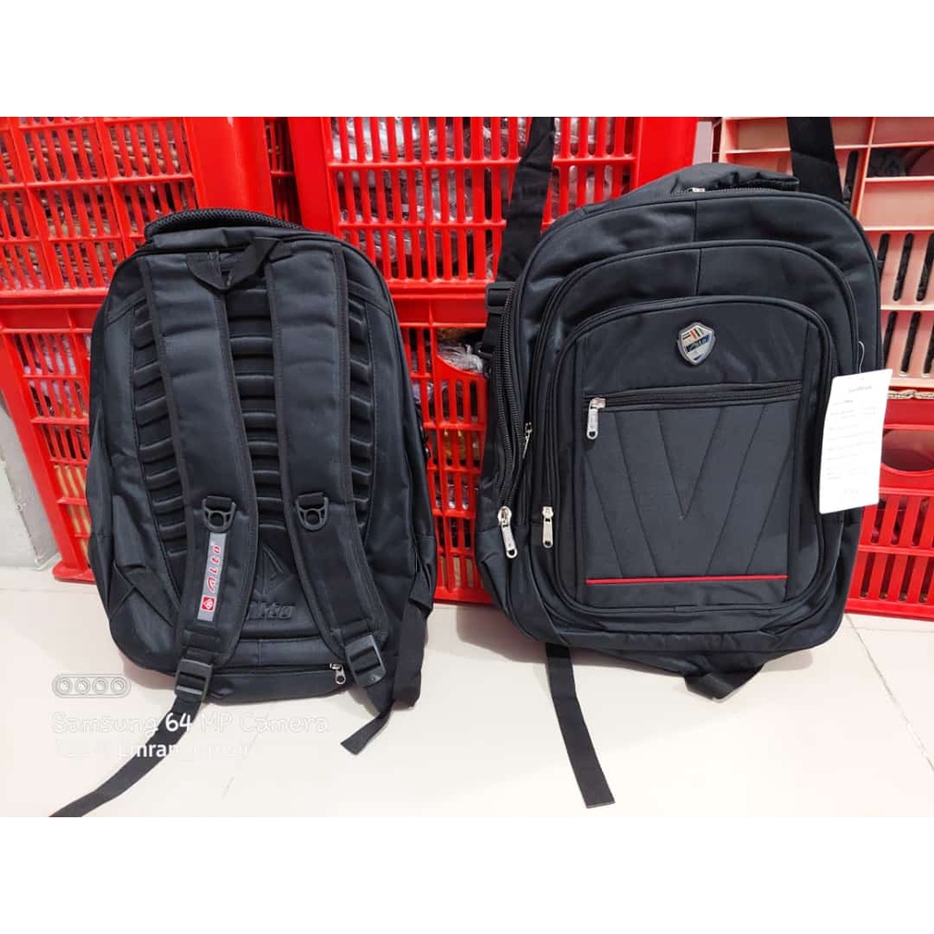 Tas Ransel Alto Original/Tas Ransel Sekolah Anak SD SMP SMA kuliah/Tas Kerja/Tas Alto Hitam polos