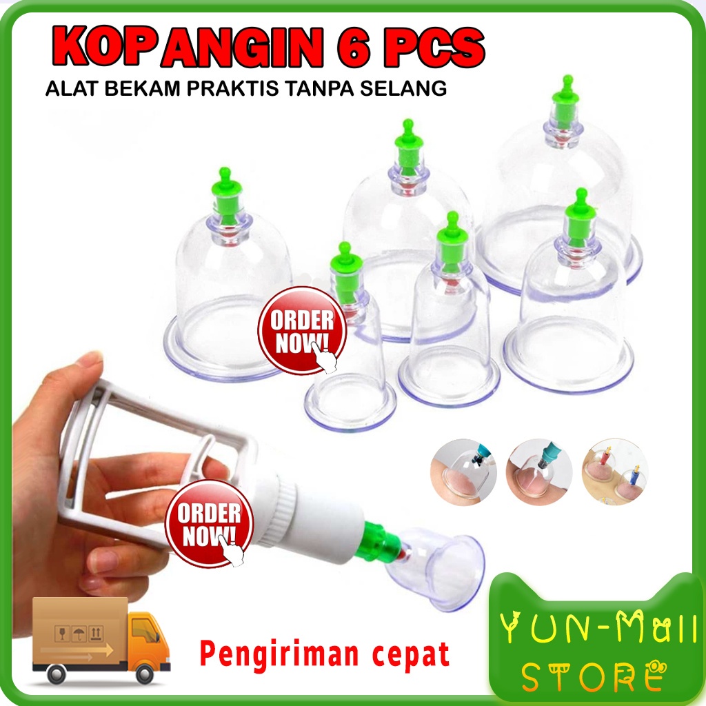 [BISA COD]YUN Mall Kop Angin /  Bekam Kesehatan Praktis Isi 6 Pcs Tabung Pull Out Avacuum Apparatus /Mengobati Berbagai Macam Penyakit dan Therapy Kit Kesehatan lalat + 6kop