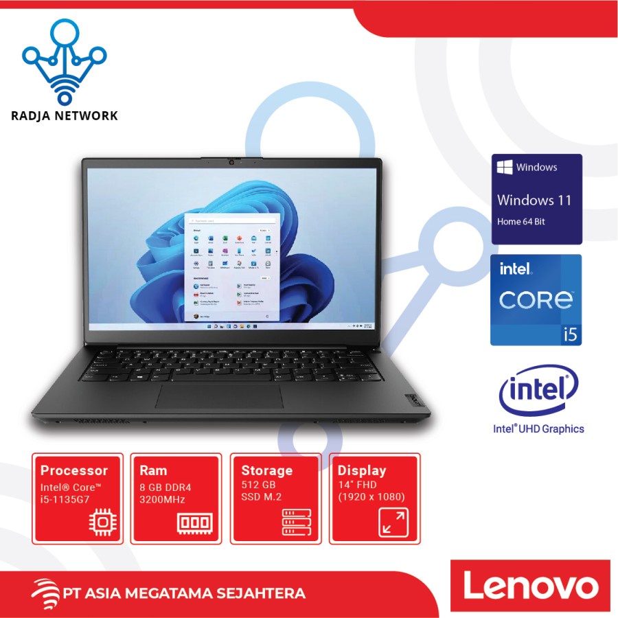 Gaming Laptop Termurah Lenovo Core i5-1135G7/8GB/SSD 512GB/Win11 Home/1Y