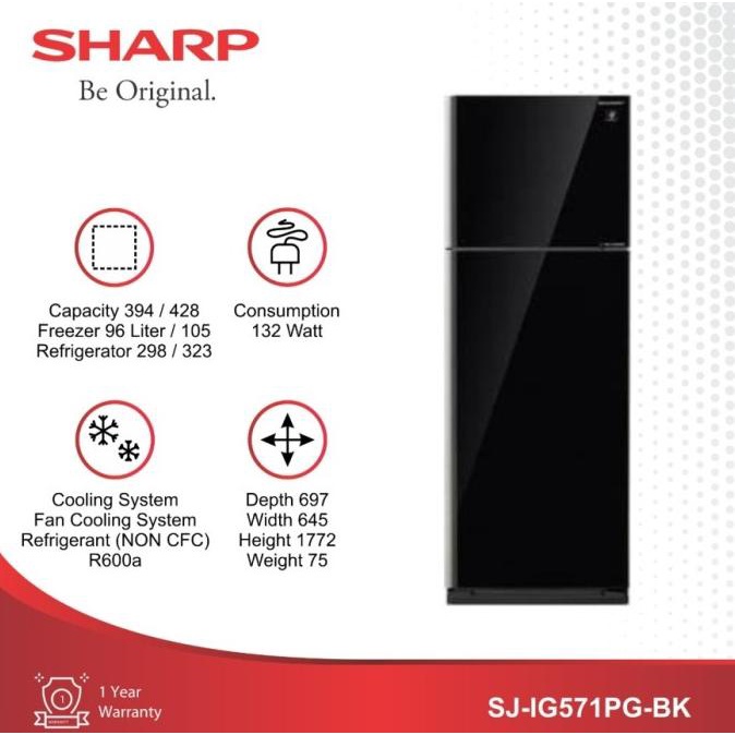 Sharp Kulkas 2 Pintu Sj Ig 571 Pgbk