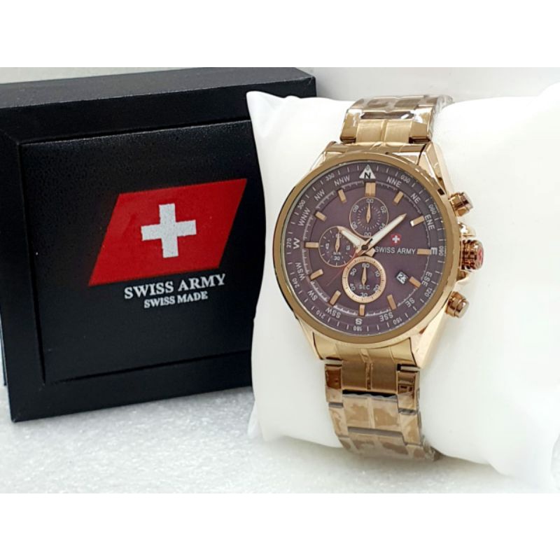 Jam Tangan Swist Army 8679 Pria Stainliss Steel Warna Pilihan Kesukaan Netizen