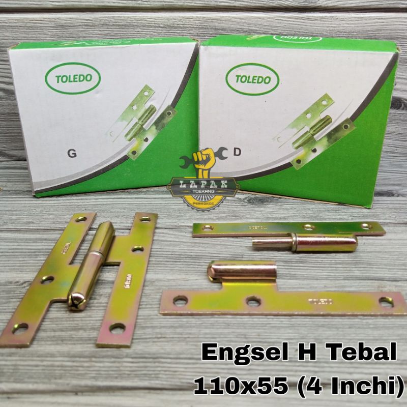 Engsel Plat H Tebal Engsel Cabut 110x55mm 4 Inchi Toledo